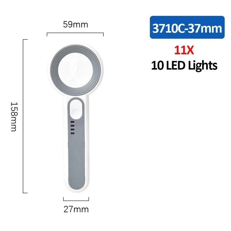 Medidas y caracteristicas de la lupa de mano LED