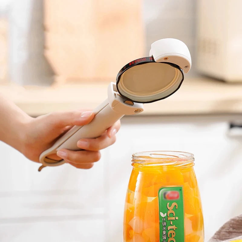 Adjustable Stainless Steel Bottle Opener - Multifunctional Jar Lid & Wine Beer Can Opener for Seniors Weak Hands Kitchen Tool