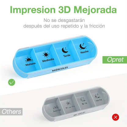 [Spanish Printing] Weekly Pill Box 4 Doses, Large Daily Pill Box 7 Days, Pill Dispenser with 28 Compartments